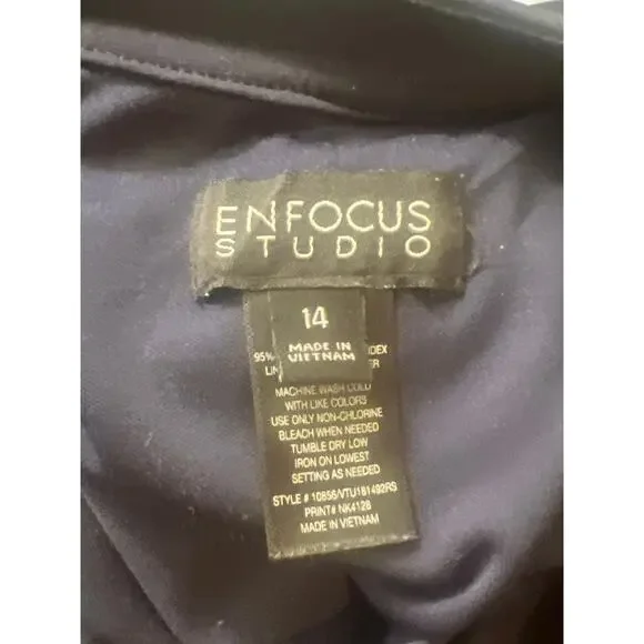 Enfocus Studio Navy White Black Polka Dot Maxi Dress 14 - Picture 7 of 7